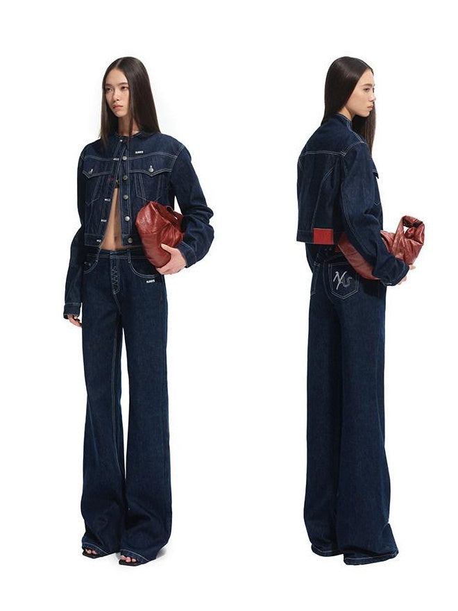 NAWSNOTAWEAR Slim Fit Slight Stretch Mid Rise Women Dark Indigo Straight Leg Jeans