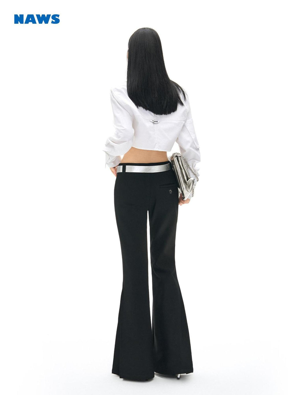 NAWSNOTAWEAR Slim Low Rise Micro Flare Modern Black Stretch Blend Flared Pants