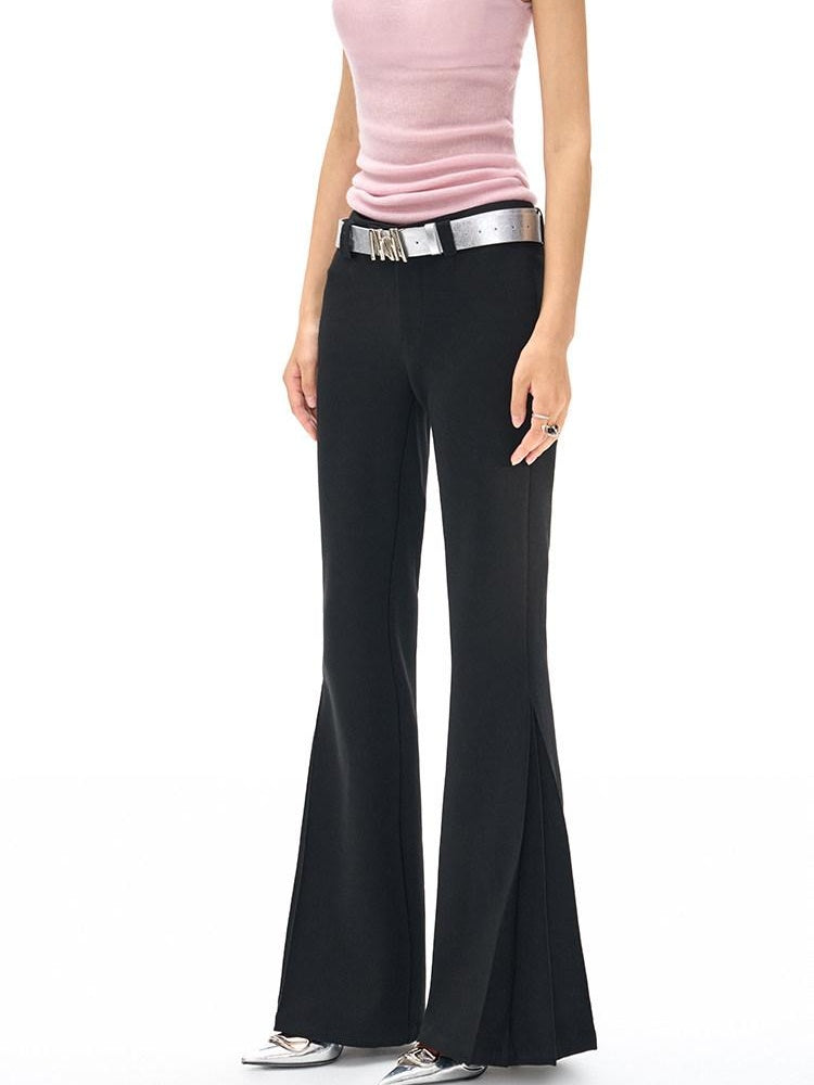 NAWSNOTAWEAR Slim Low Rise Micro Flare Modern Black Stretch Blend Flared Pants