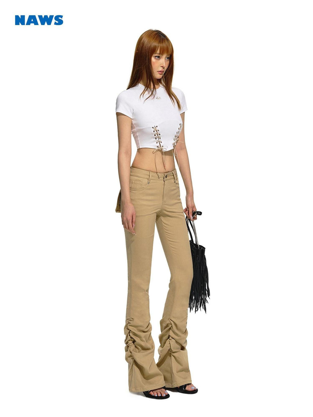 NAWSNOTAWEAR Slim Natural Waist Slight Stretch Sky Blue Women Denim Flared Jeans