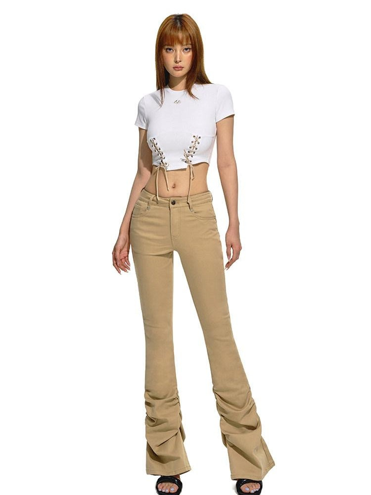 NAWSNOTAWEAR Slim Natural Waist Slight Stretch Sky Blue Women Denim Flared Jeans
