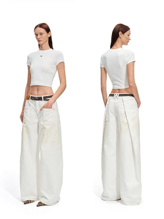 NAWSNOTAWEAR Slim Waist Minimal Flare Sleeves Women Stretch Cotton Short Sleeve T-Shirts