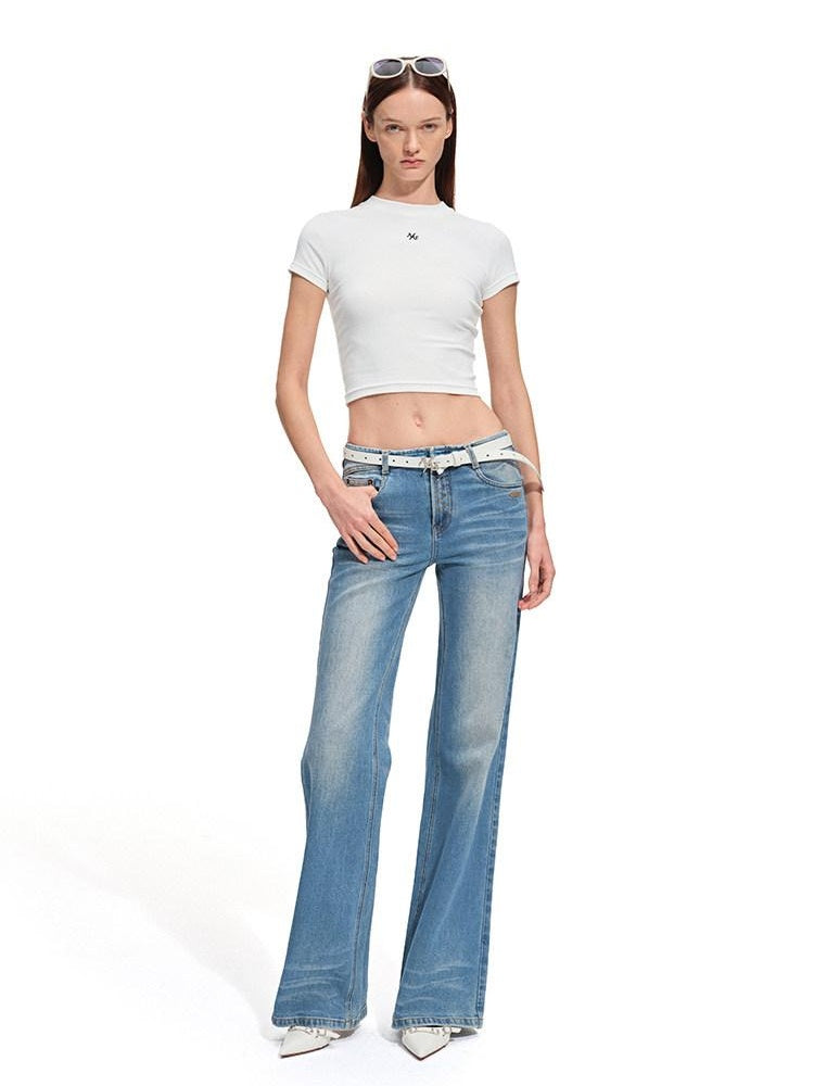 NAWSNOTAWEAR Slim Waist Minimal Flare Sleeves Women Stretch Cotton Short Sleeve T-Shirts