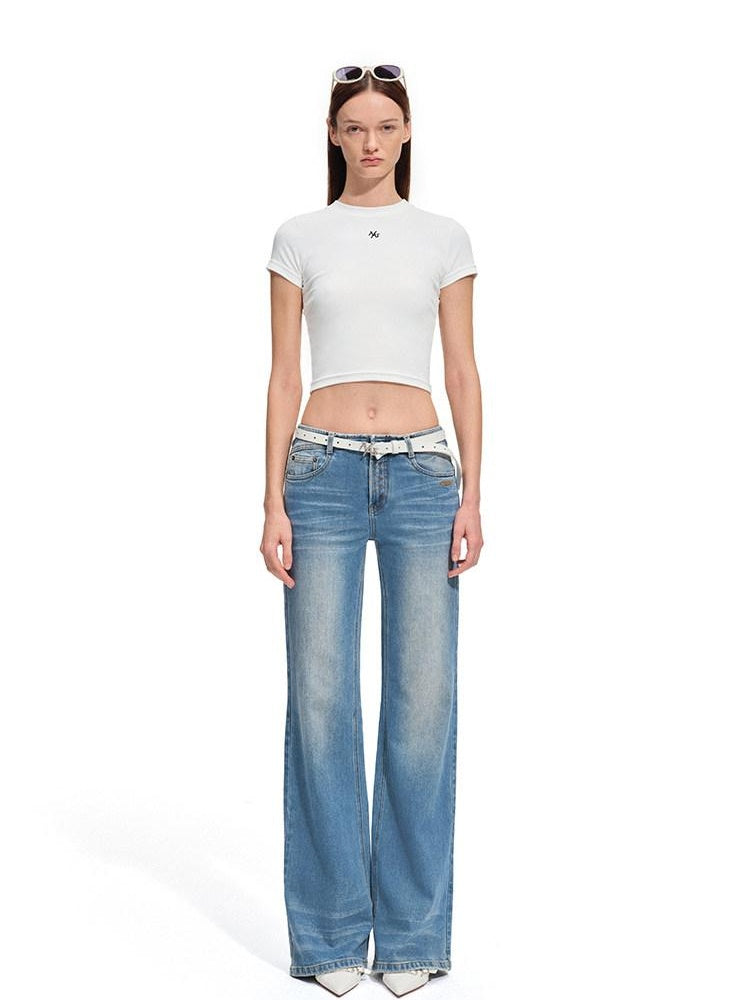 NAWSNOTAWEAR Slim Waist Minimal Flare Sleeves Women Stretch Cotton Short Sleeve T-Shirts
