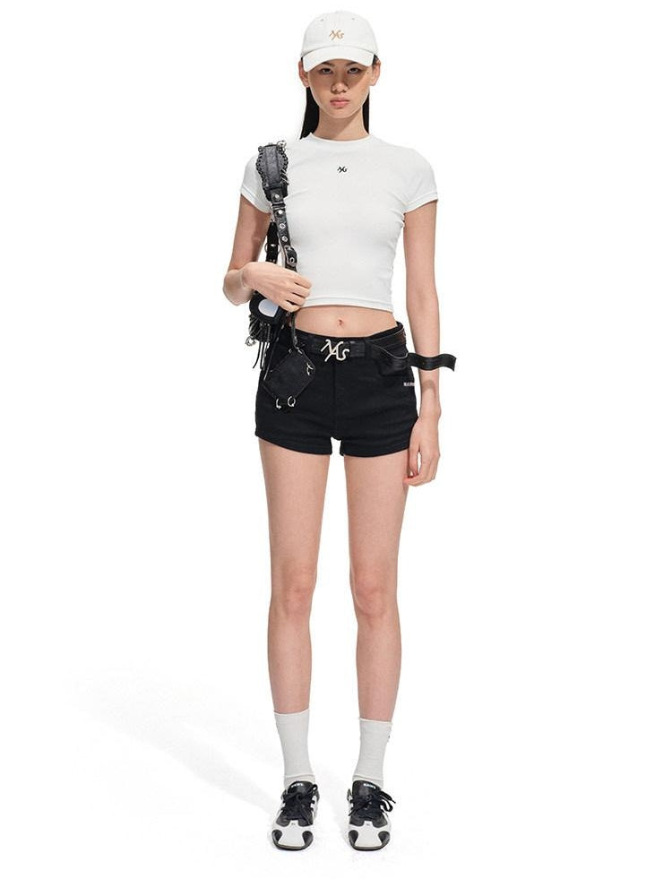 NAWSNOTAWEAR Slim Waist Minimal Flare Sleeves Women Stretch Cotton Short Sleeve T-Shirts