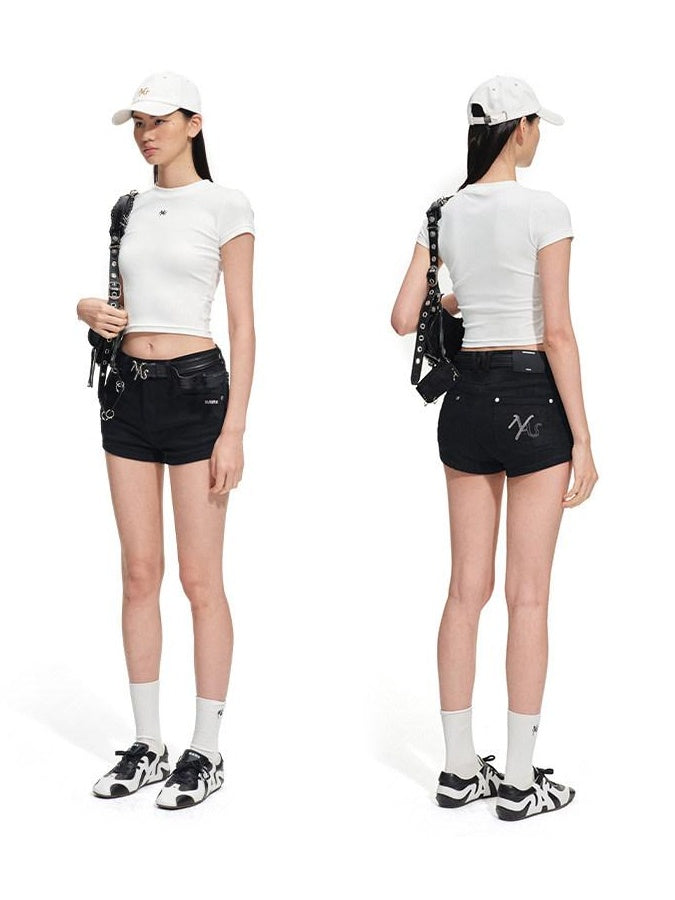 NAWSNOTAWEAR Slim Waist Minimal Flare Sleeves Women Stretch Cotton Short Sleeve T-Shirts