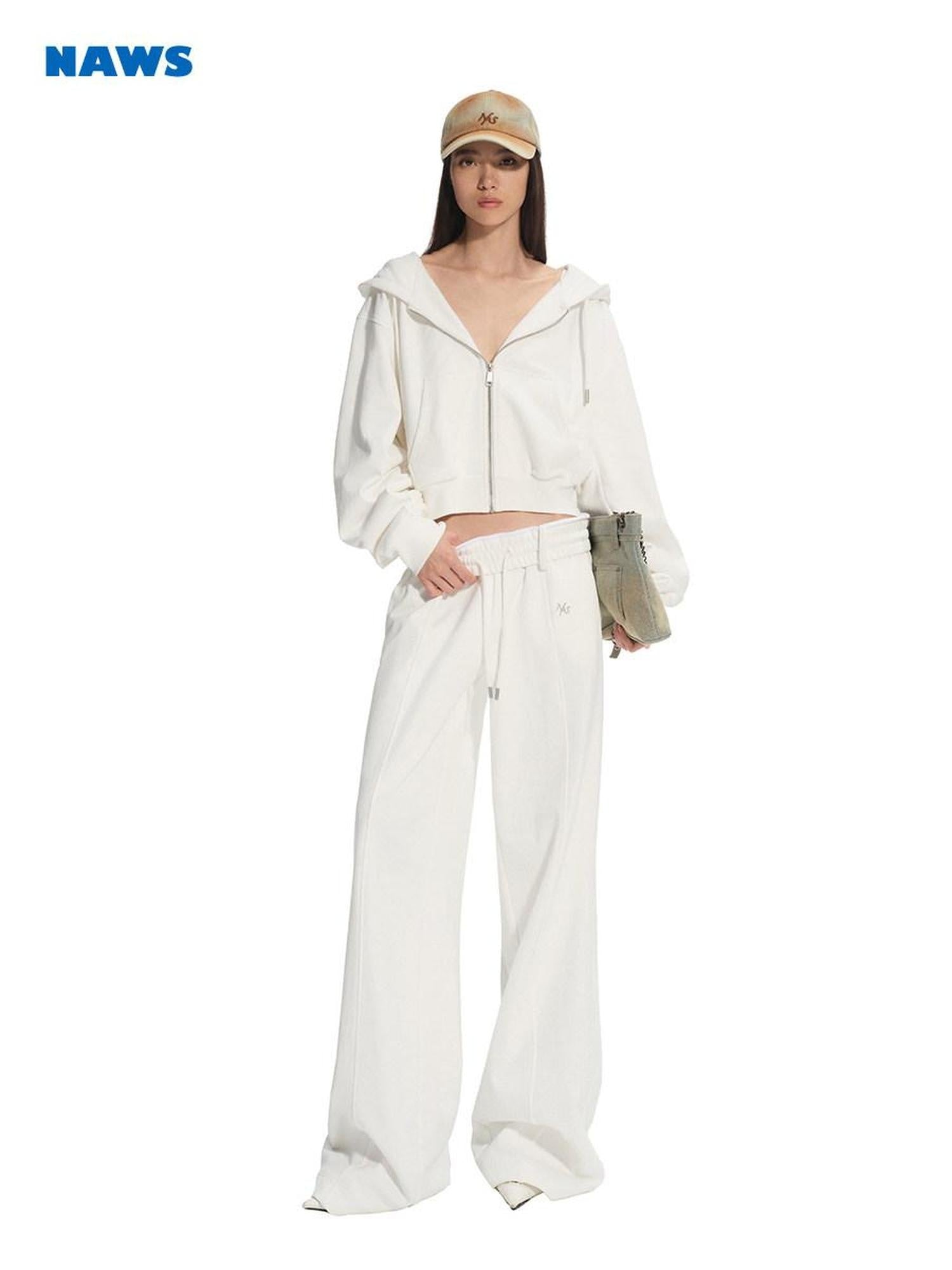 NAWSNOTAWEAR Soft 100% Cotton Washed Low Rise Elastic Waist Loose Fit Women Casual Sweatpants