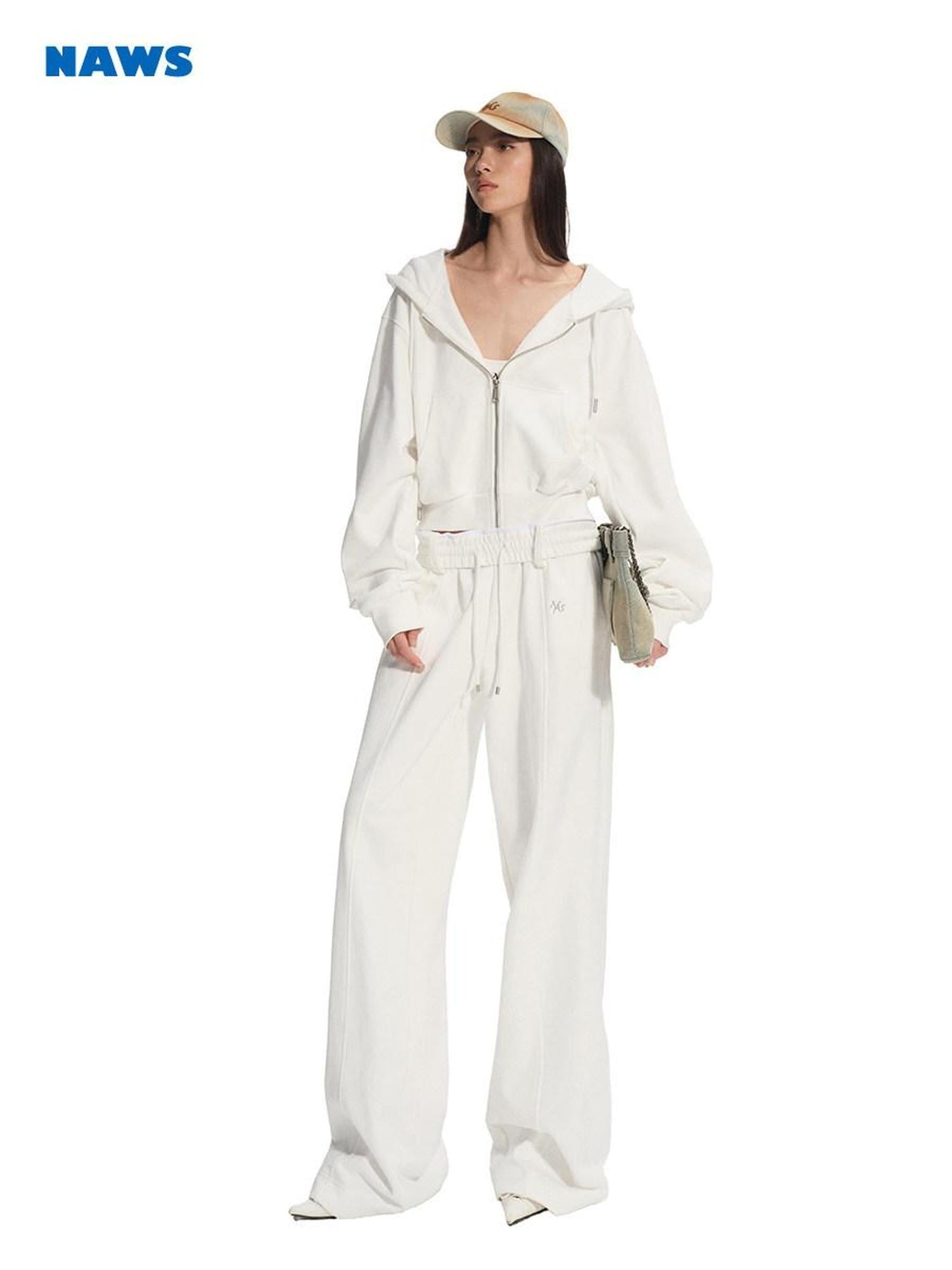 NAWSNOTAWEAR Soft 100% Cotton Washed Low Rise Elastic Waist Loose Fit Women Casual Sweatpants