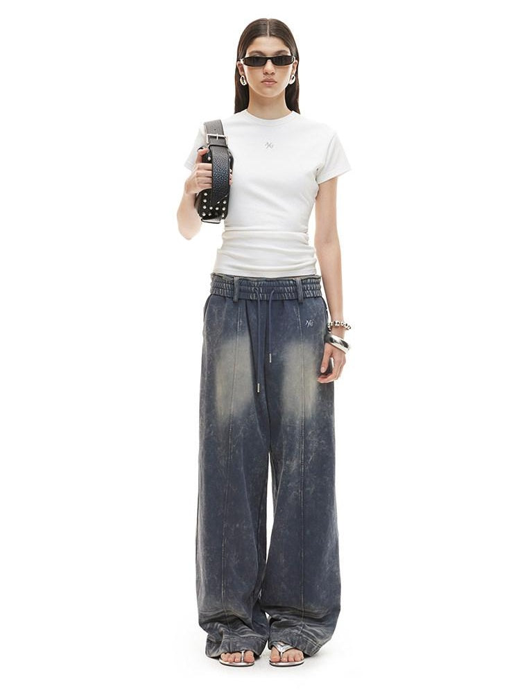 NAWSNOTAWEAR Soft 100% Cotton Washed Low Rise Elastic Waist Loose Fit Women Casual Sweatpants