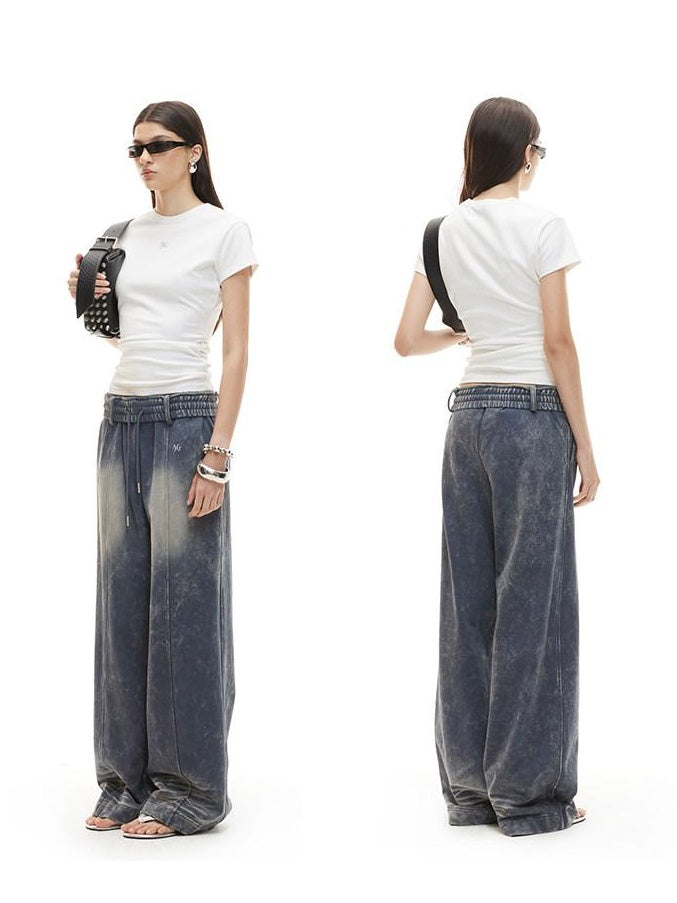 NAWSNOTAWEAR Soft 100% Cotton Washed Low Rise Elastic Waist Loose Fit Women Casual Sweatpants