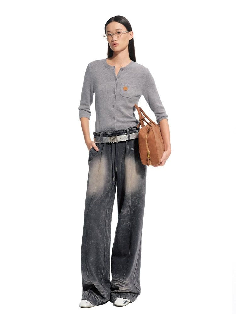 NAWSNOTAWEAR Soft 100% Cotton Washed Low Rise Elastic Waist Loose Fit Women Casual Sweatpants