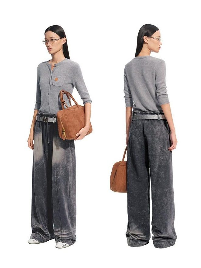NAWSNOTAWEAR Soft 100% Cotton Washed Low Rise Elastic Waist Loose Fit Women Casual Sweatpants