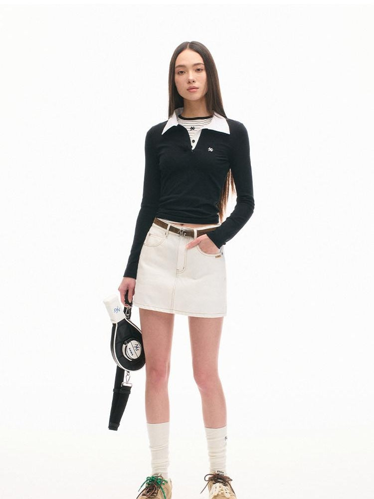 NAWSNOTAWEAR Soft 100 Percent Cotton Slim Henley Striped Vintage Women Long Sleeve T-Shirts