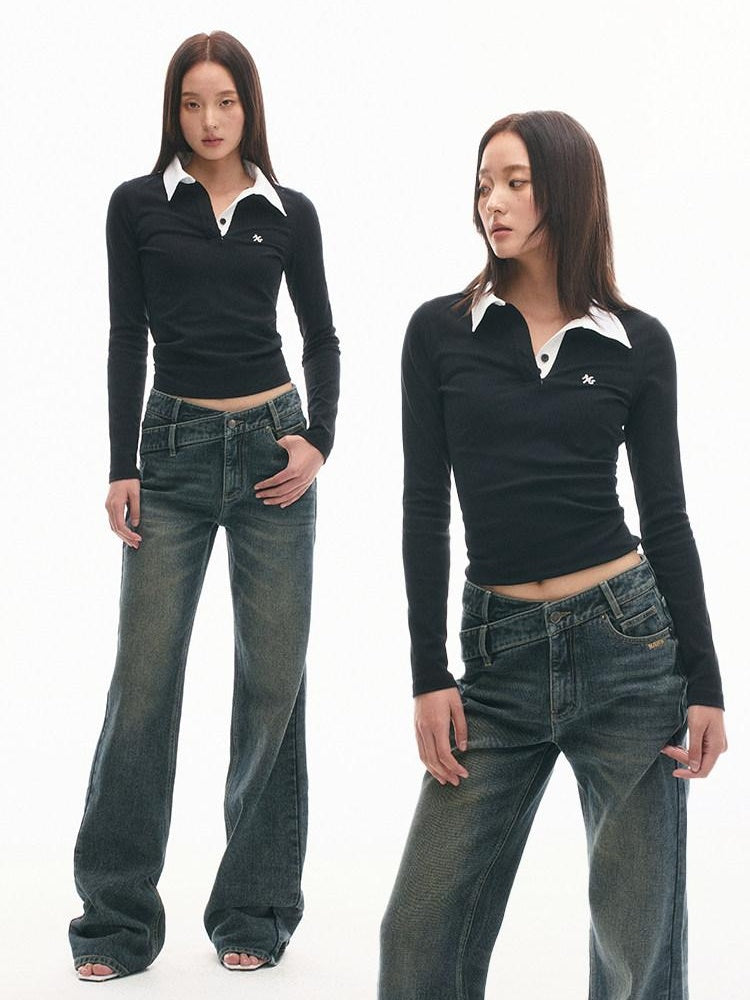 NAWSNOTAWEAR Soft 100 Percent Cotton Slim Henley Striped Vintage Women Long Sleeve T-Shirts