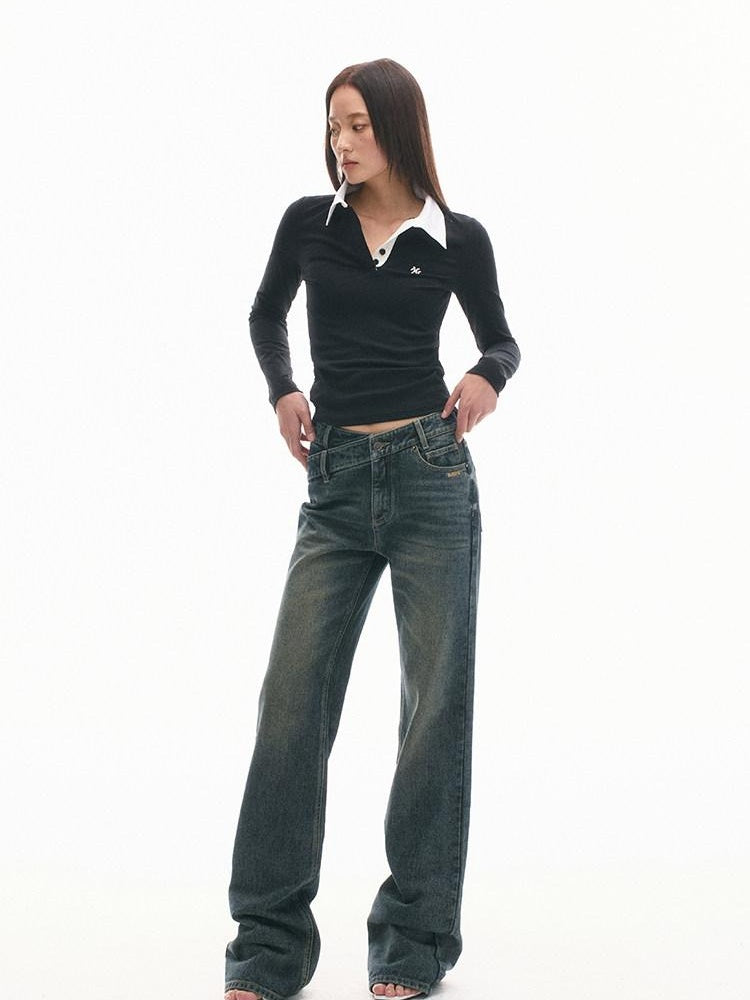 NAWSNOTAWEAR Soft 100 Percent Cotton Slim Henley Striped Vintage Women Long Sleeve T-Shirts