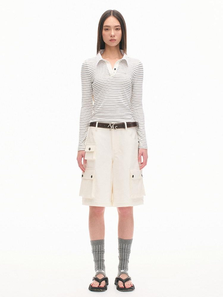 NAWSNOTAWEAR Soft 100 Percent Cotton Slim Henley Striped Vintage Women Long Sleeve T-Shirts