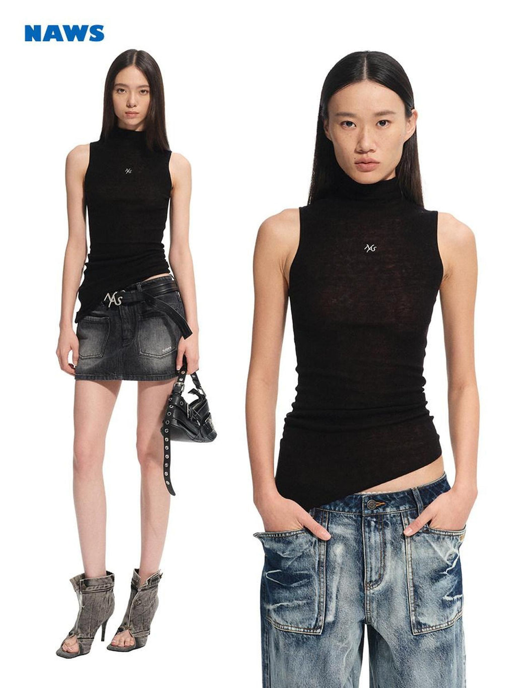 NAWSNOTAWEAR Soft 100 Percent Wool Lightweight Casual Slim Fit Stand Collar Button Tank Tops