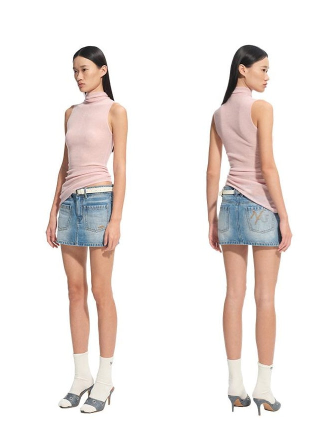 NAWSNOTAWEAR Soft 100 Percent Wool Lightweight Casual Slim Fit Stand Collar Button Tank Tops