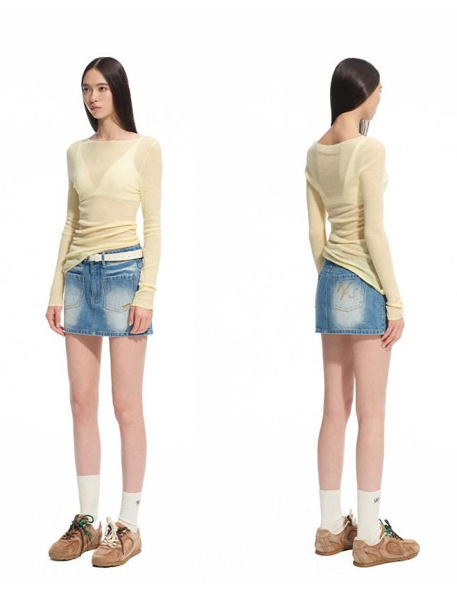 NAWSNOTAWEAR Soft 100% Wool Slim Fit Crew Neck Casual Logo For Women Long Sleeve T-Shirts