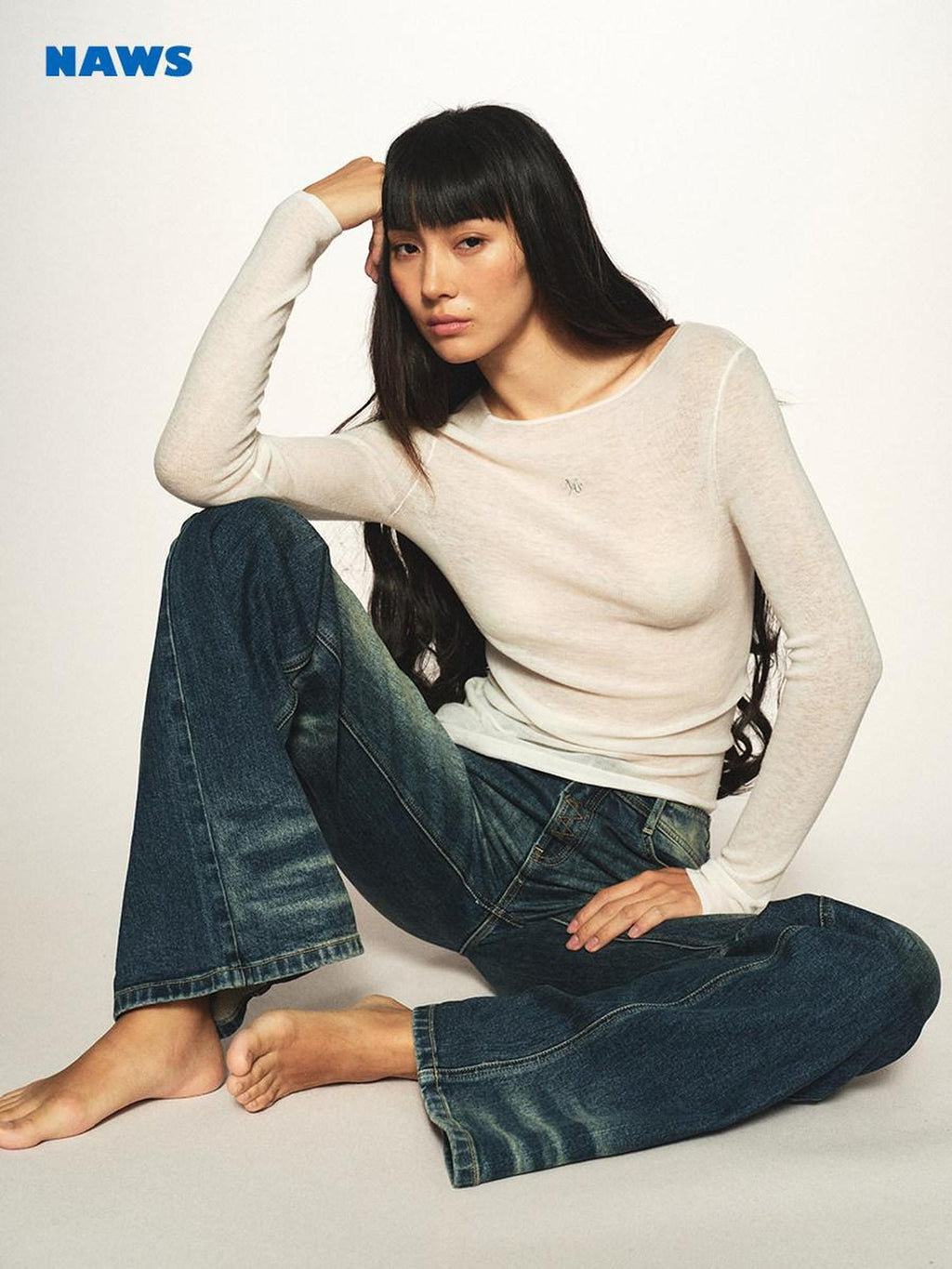 NAWSNOTAWEAR Soft 100% Wool Slim Fit Crew Neck Casual Logo For Women Long Sleeve T-Shirts