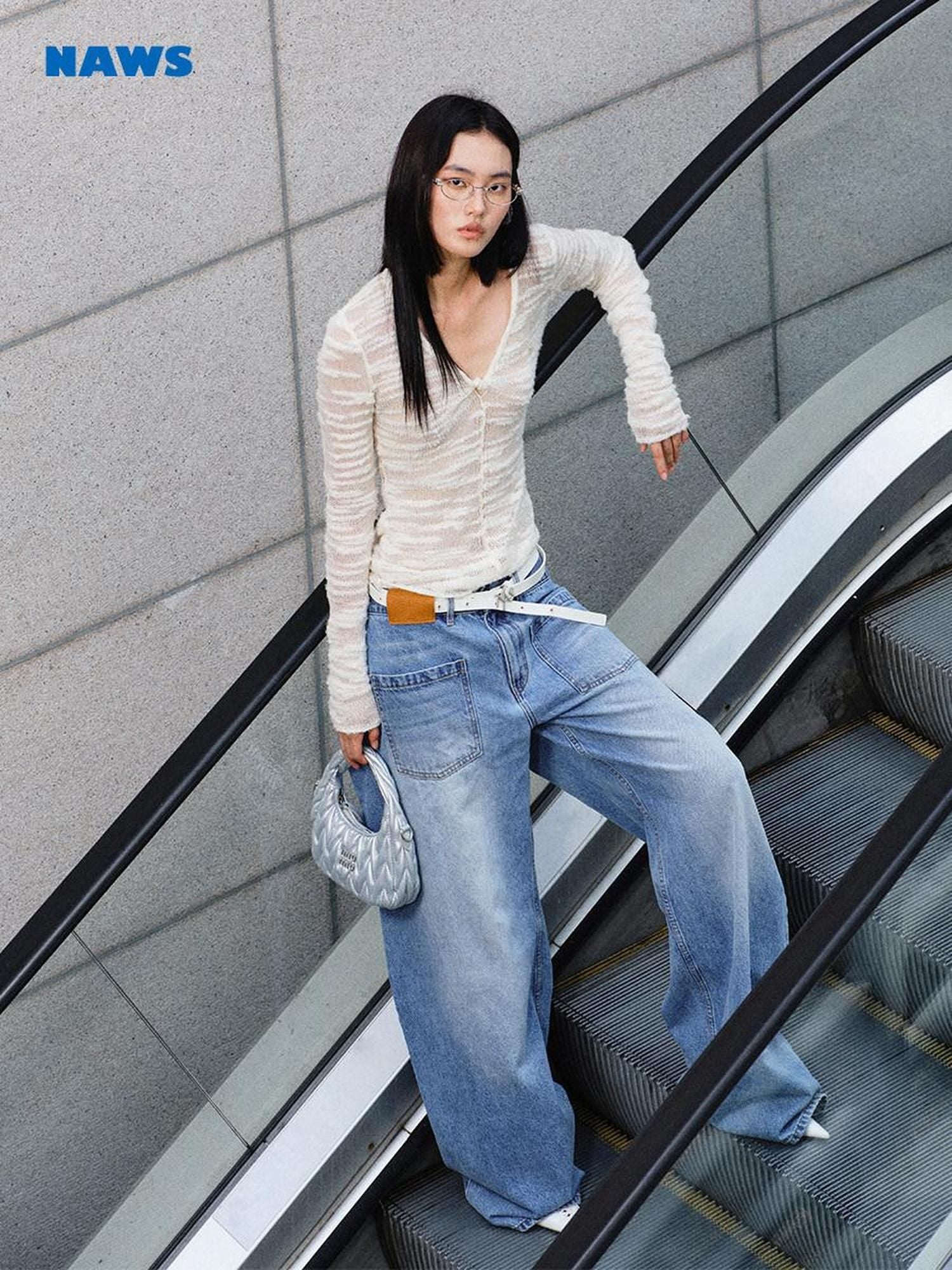 NAWSNOTAWEAR Soft 100% Wool Slim Fit V-neck Cardigan Women Ivory Long Sleeve T-Shirts