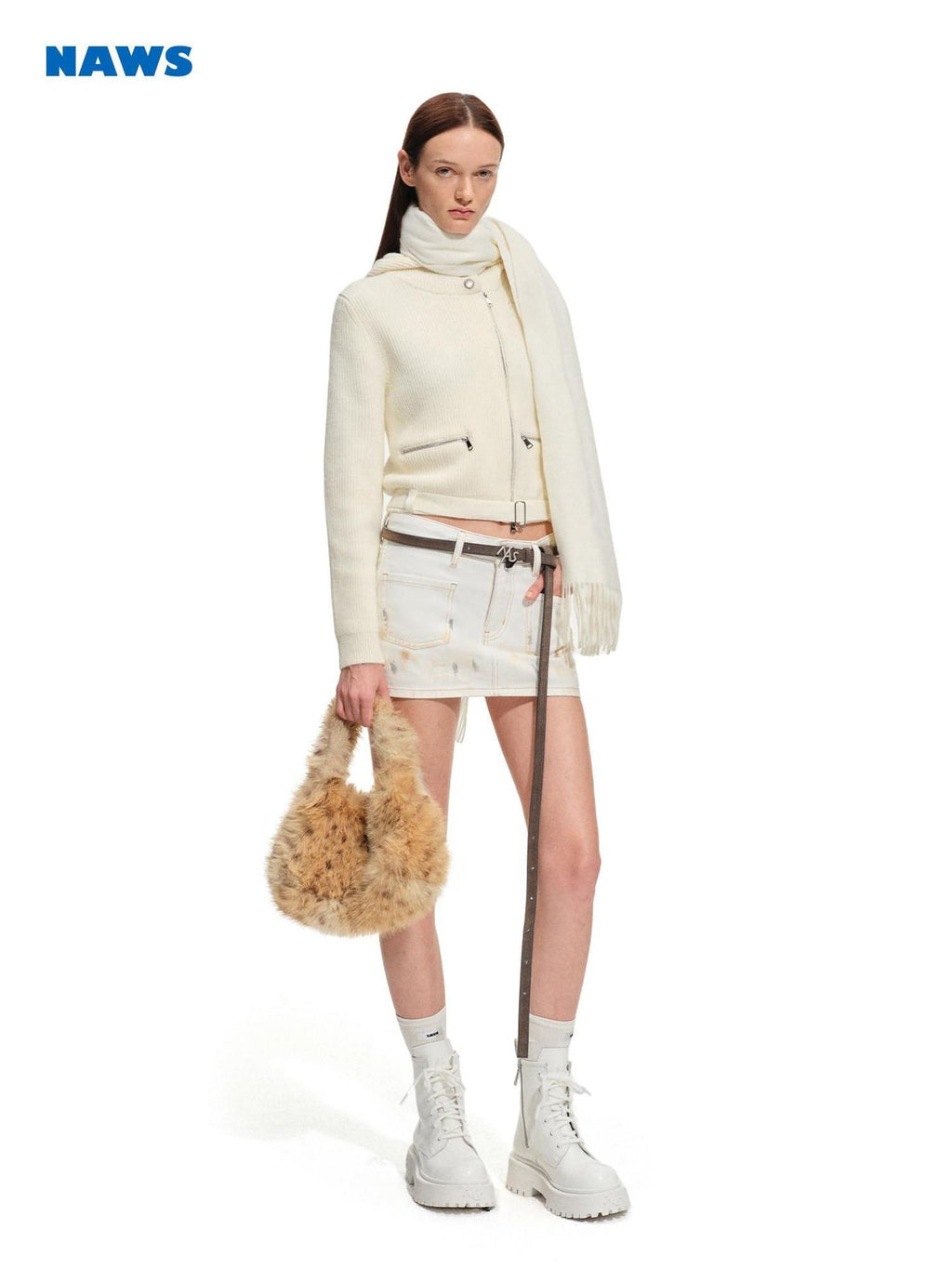 NAWSNOTAWEAR Soft Acrylic Wool Blend Open Front Long Sleeve Women Ivory Cardigan Short Coat