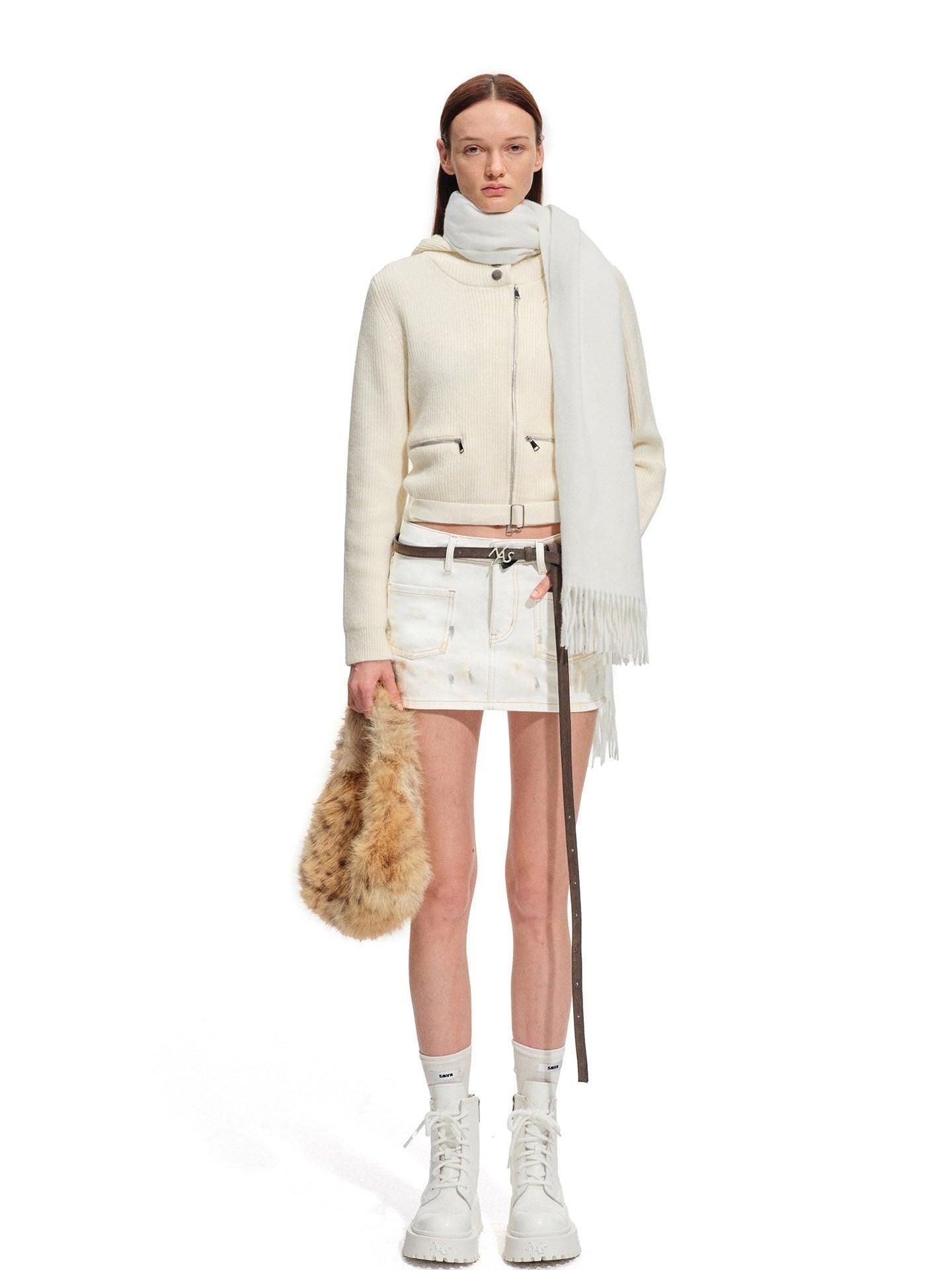 NAWSNOTAWEAR Soft Acrylic Wool Blend Open Front Long Sleeve Women Ivory Cardigan Short Coat