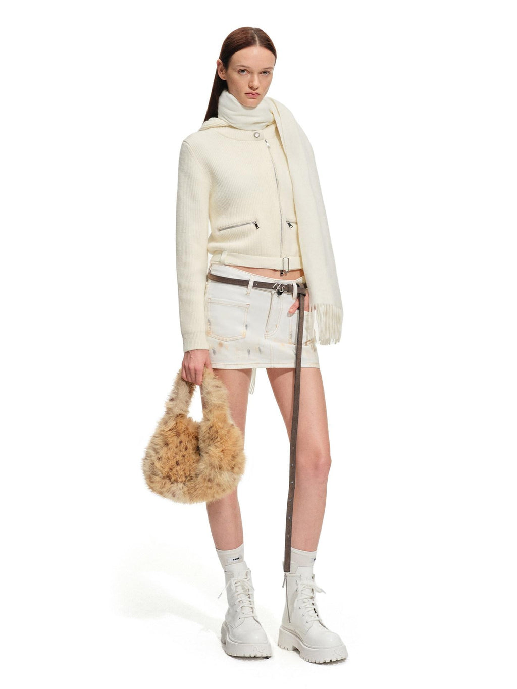 NAWSNOTAWEAR Soft Acrylic Wool Blend Open Front Long Sleeve Women Ivory Cardigan Short Coat