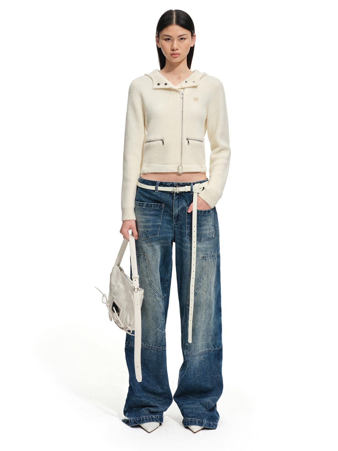 NAWSNOTAWEAR Soft Acrylic Wool Blend Open Front Long Sleeve Women Ivory Cardigan Short Coat