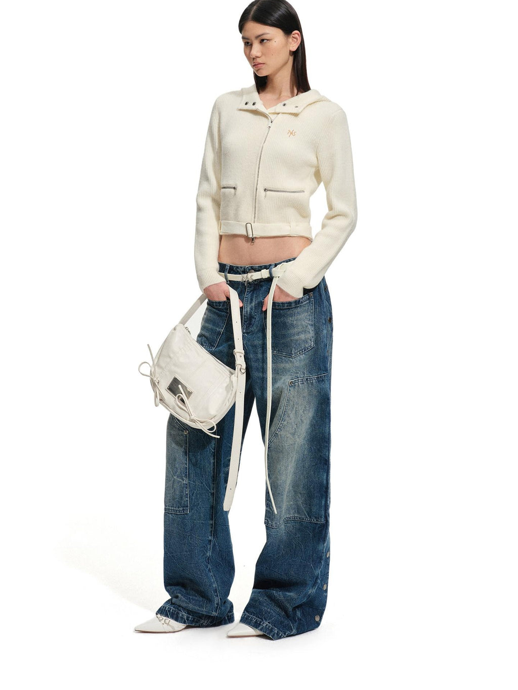 NAWSNOTAWEAR Soft Acrylic Wool Blend Open Front Long Sleeve Women Ivory Cardigan Short Coat