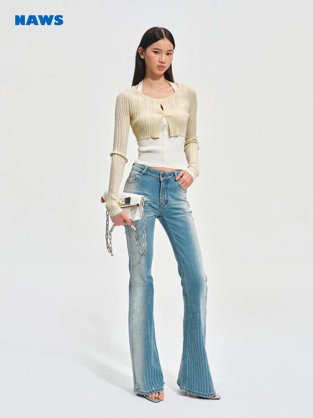 NAWSNOTAWEAR Soft Breathable Slim Casual Faux Layered Women Knit Round Neck Button Cardigans