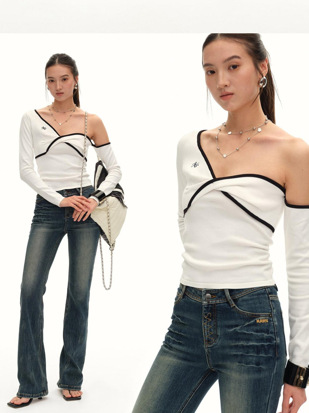NAWSNOTAWEAR Soft Breathable Twist Slim Fit Casual Boat Neck Knit Long Sleeve T-Shirts