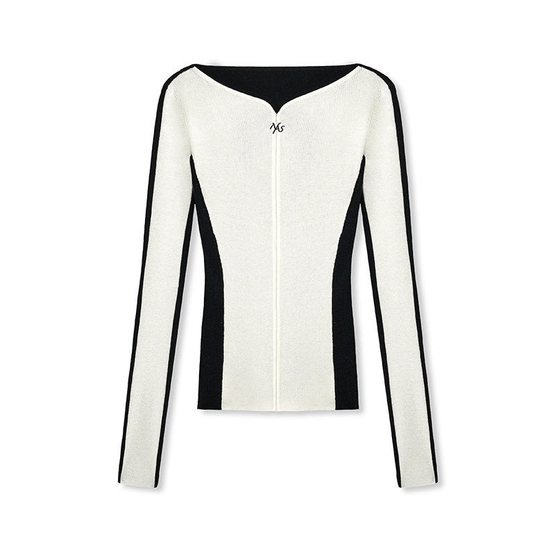 NAWSNOTAWEAR_Soft_Cashmere_Blend_Slim_Fit_Colorblock_V-neck_Women_Longsleeve_Cardigans_MISSTT