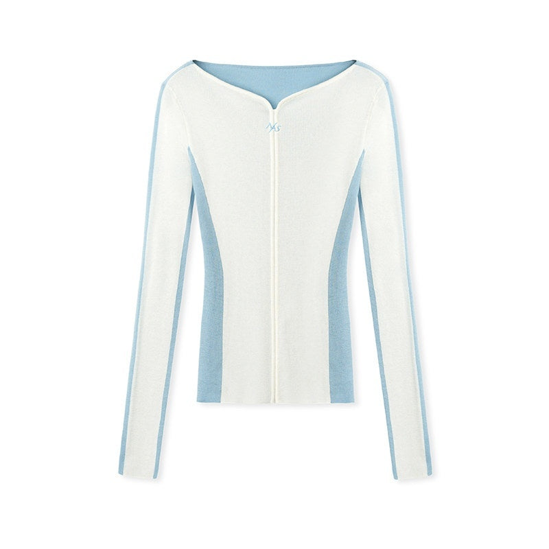 NAWSNOTAWEAR_Soft_Cashmere_Blend_Slim_Fit_Colorblock_V-neck_Women_Longsleeve_Cardigans_MISSTT