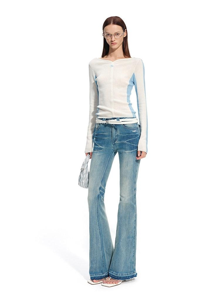 NAWSNOTAWEAR Soft Cashmere Blend Slim Fit Colorblock V-neck Women Longsleeve Cardigans