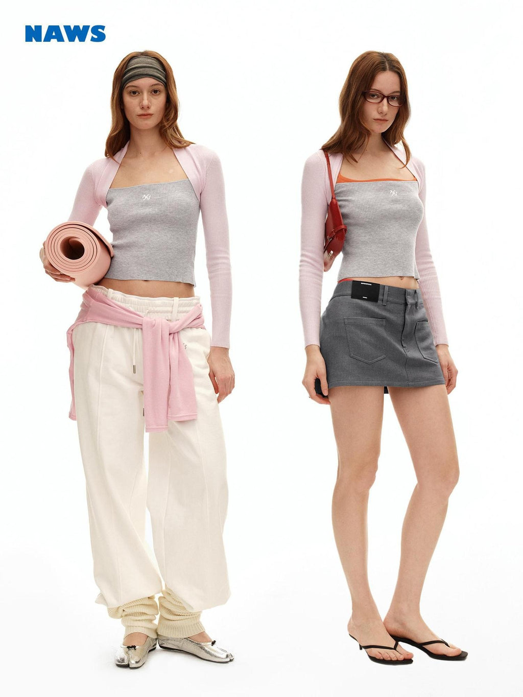 NAWSNOTAWEAR Soft Casual Slim Fit Faux Layered Knit Pullover Floating Pink Sweaters