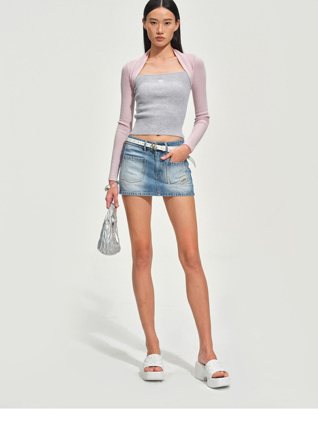 NAWSNOTAWEAR Soft Casual Slim Fit Faux Layered Knit Pullover Floating Pink Sweaters