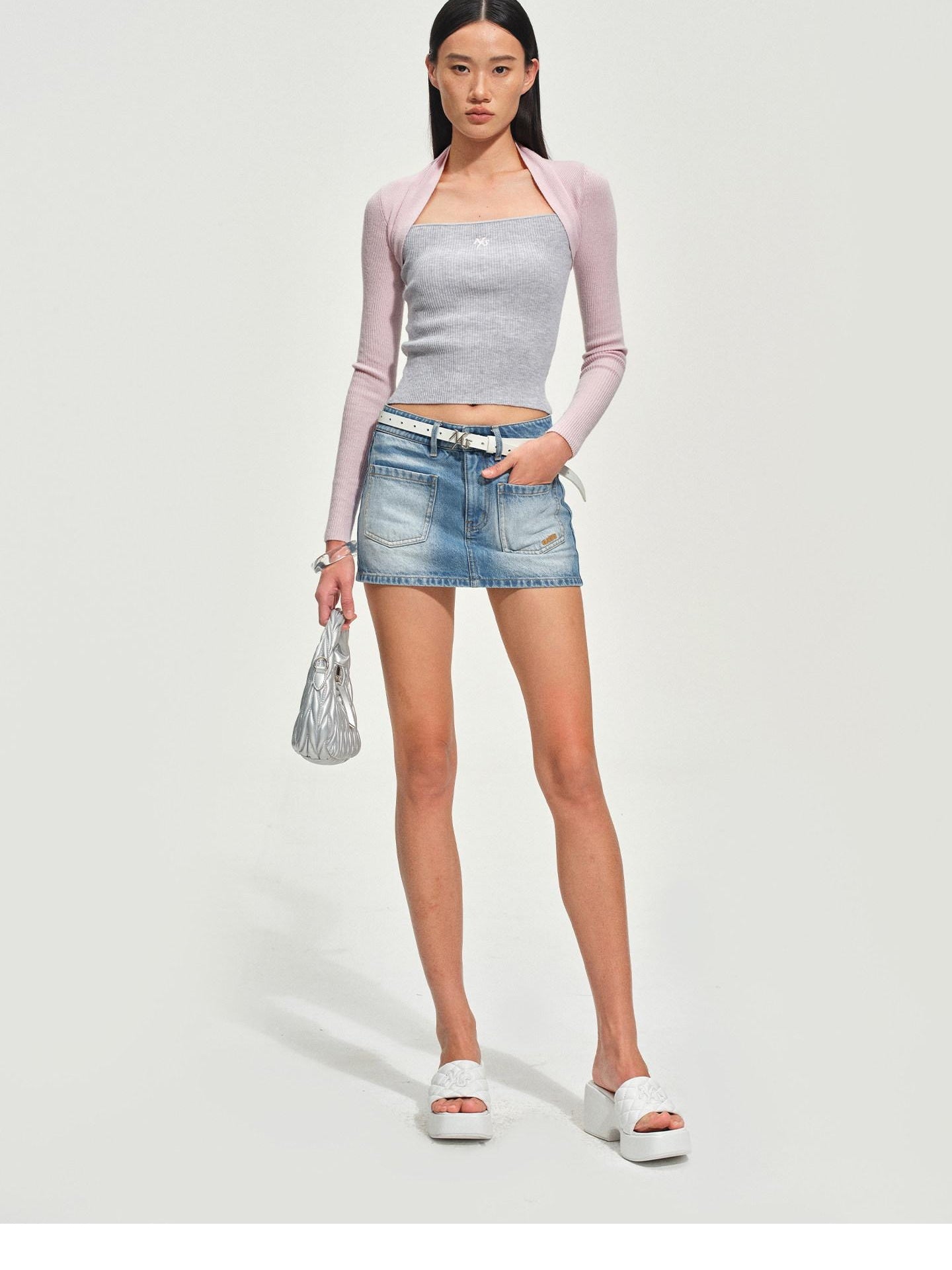 NAWSNOTAWEAR Soft Casual Slim Fit Faux Layered Knit Pullover Floating Pink Sweaters
