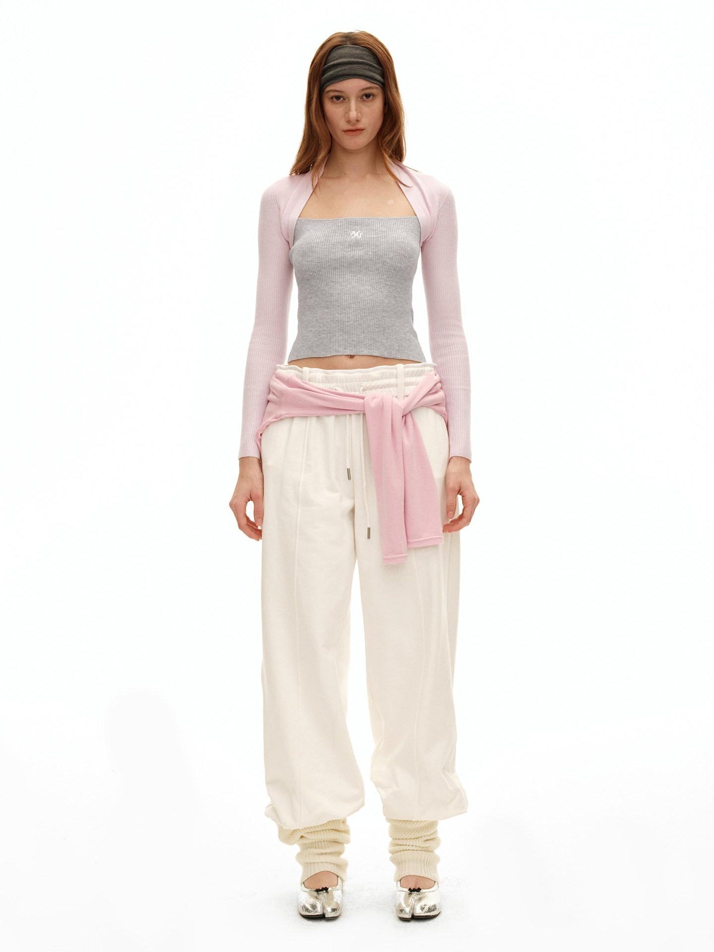 NAWSNOTAWEAR Soft Casual Slim Fit Faux Layered Knit Pullover Floating Pink Sweaters