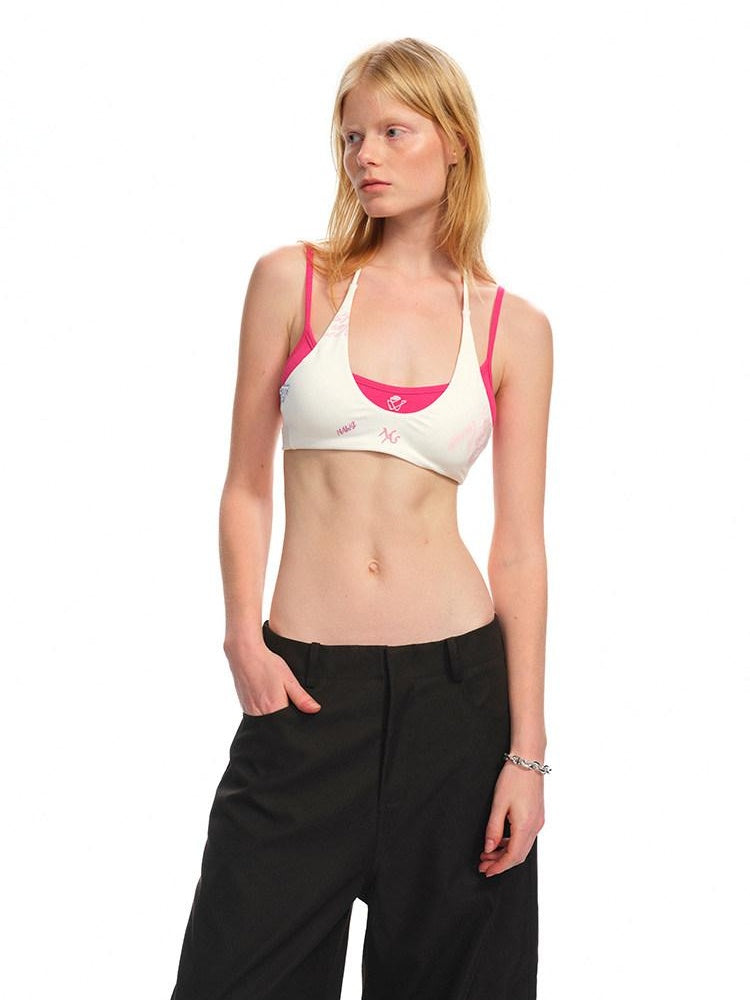 NAWSNOTAWEAR Soft Cotton Blend Hand Painted Coral Resort Short Crop Women Tank Camisoles