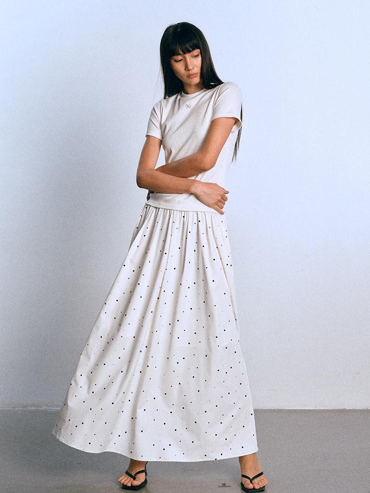 NAWSNOTAWEAR Soft Cotton Knit Faux Layer T Shirt Natural Waist Casual Women Maxi Dresses