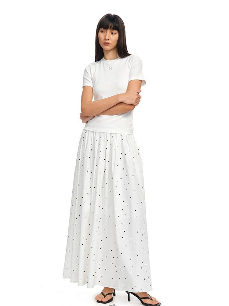 NAWSNOTAWEAR Soft Cotton Knit Faux Layer T Shirt Natural Waist Casual Women Maxi Dresses