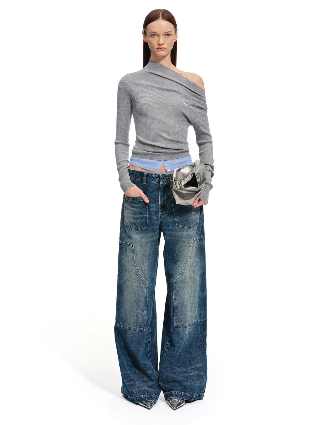 NAWSNOTAWEAR Soft Cotton Natural Waist Vintage Zip Fly Women Blue Wide Leg Jeans