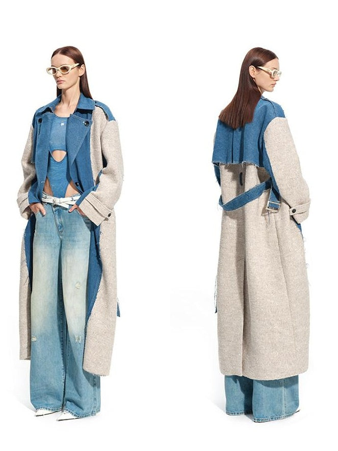 NAWSNOTAWEAR Soft Cotton Slim Faux Layered Casual Women Glacier Blue Long Sleeve T-Shirts