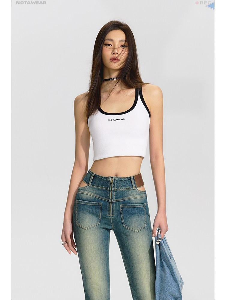 NAWSNOTAWEAR Soft Cotton Slim Fit Racerback Cropped Commuter Layering For Women Tank Tops