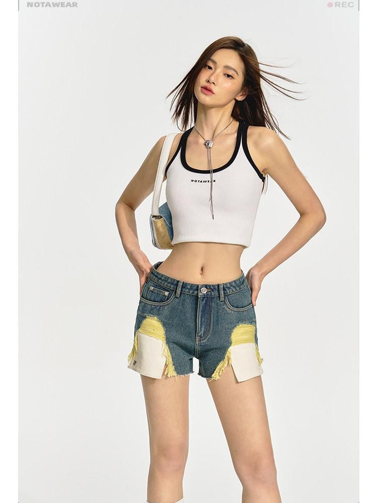 NAWSNOTAWEAR Soft Cotton Slim Fit Racerback Cropped Commuter Layering For Women Tank Tops