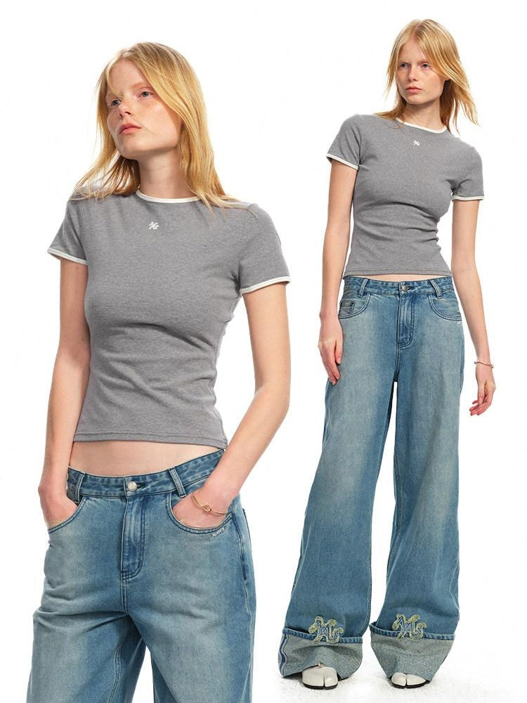 NAWSNOTAWEAR Soft Cotton Stretch Casual Slim Fit Crew Neck Women Short Sleeve T-Shirts