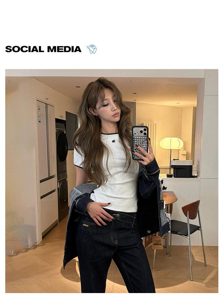 NAWSNOTAWEAR Soft Cotton Stretch Casual Slim Fit Crew Neck Women Short Sleeve T-Shirts