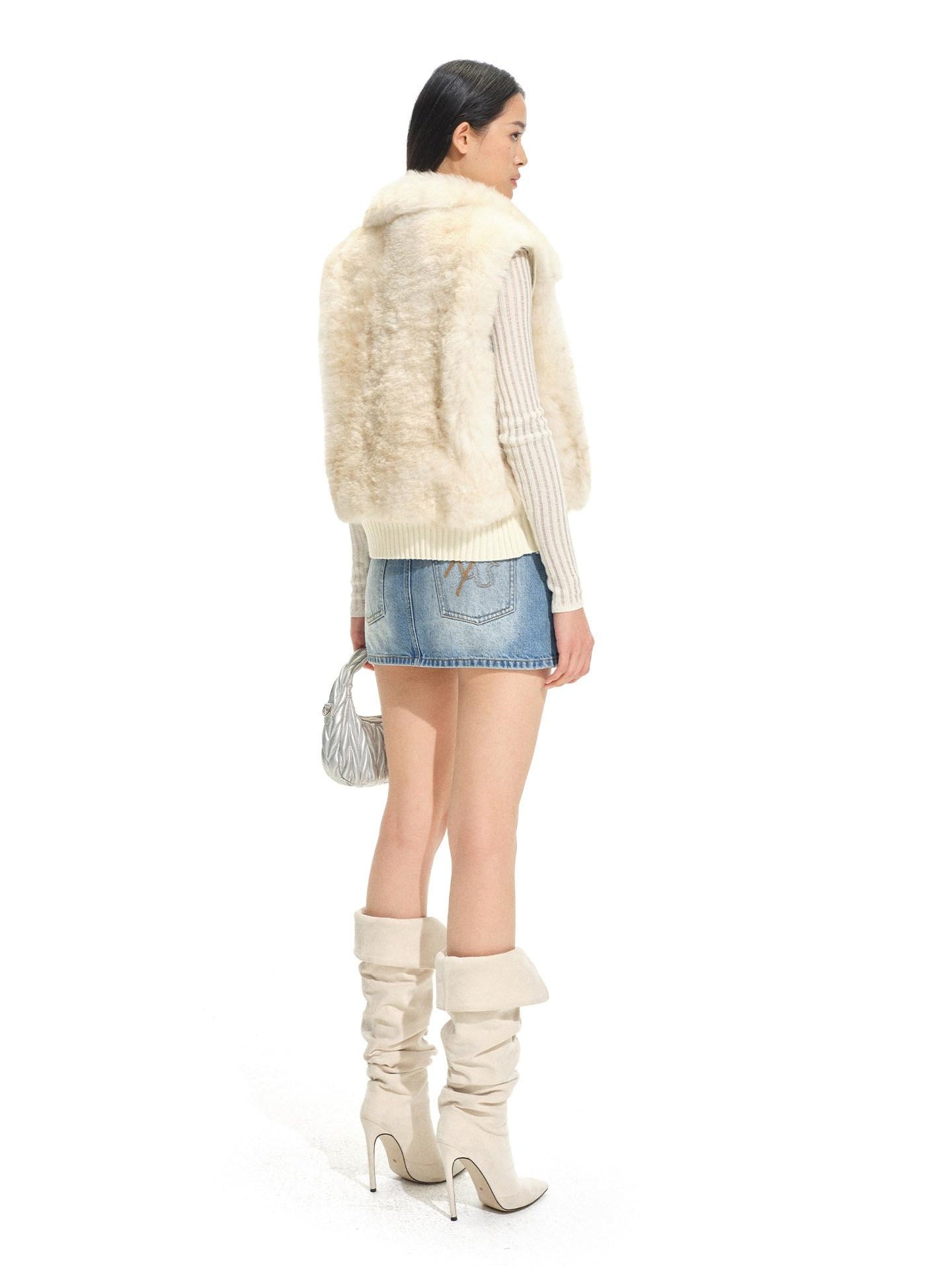NAWSNOTAWEAR Soft Cozy Knitted Crewneck Pullover Women Ice Blue White Knitwear Sweaters