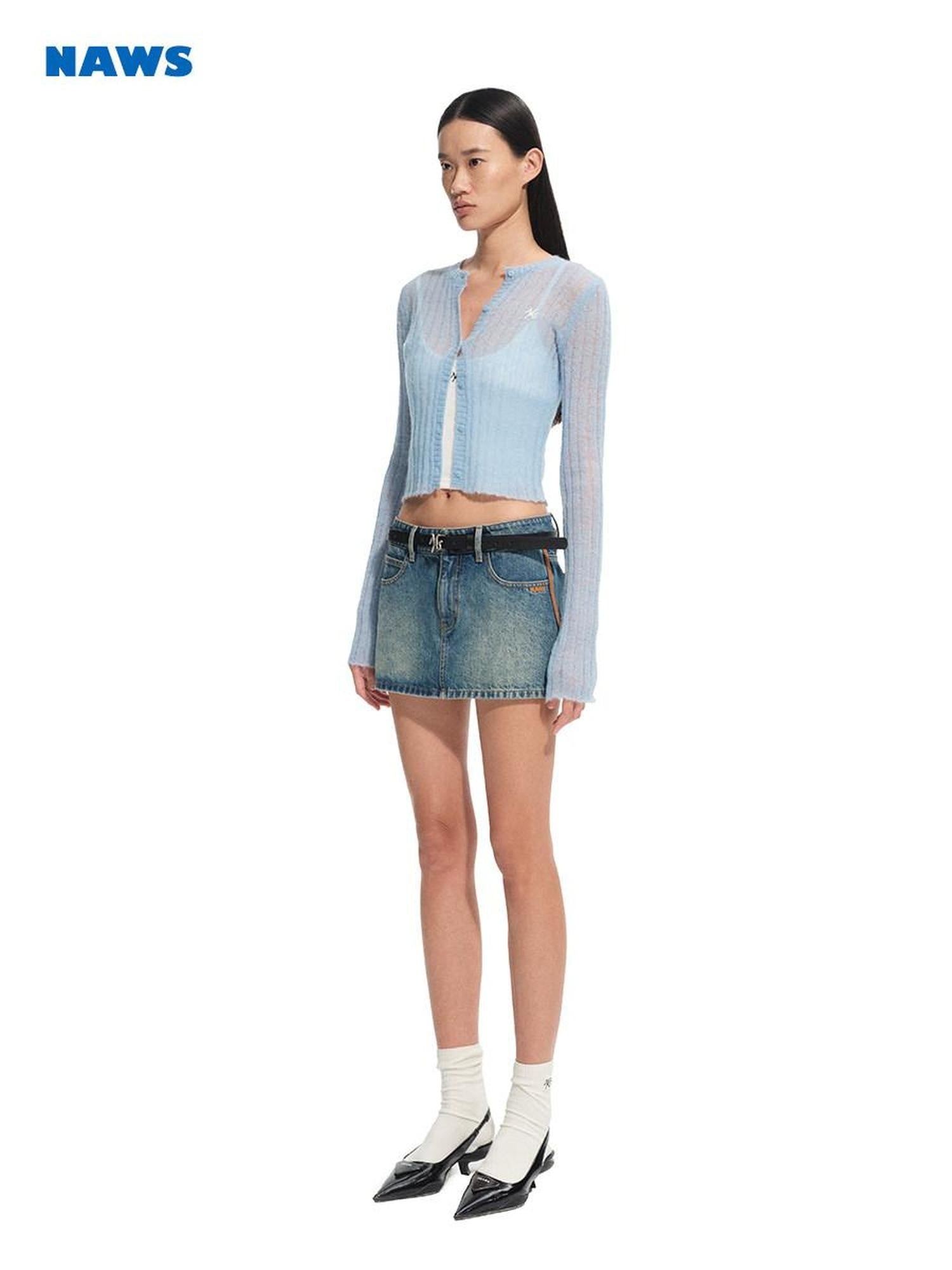 NAWSNOTAWEAR Soft Hollow Knit Slim Fit V-neck Buttoned Women Wool Blend Cardigans
